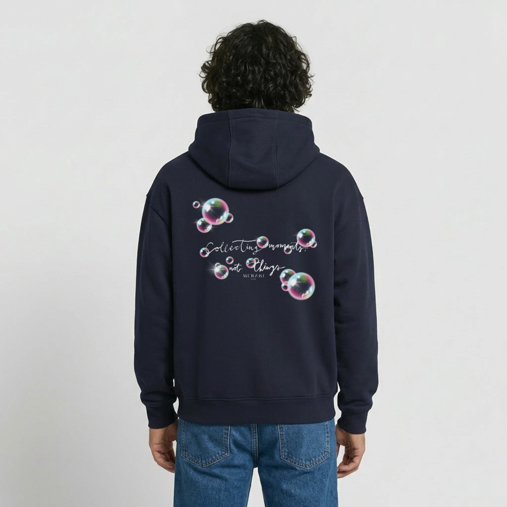 Oversized Heavyweight Hoodie - Seifenblasen - Navy