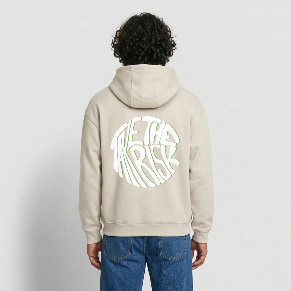 Oversized Heavyweight Hoodie - TAKE THE RISK - Beige