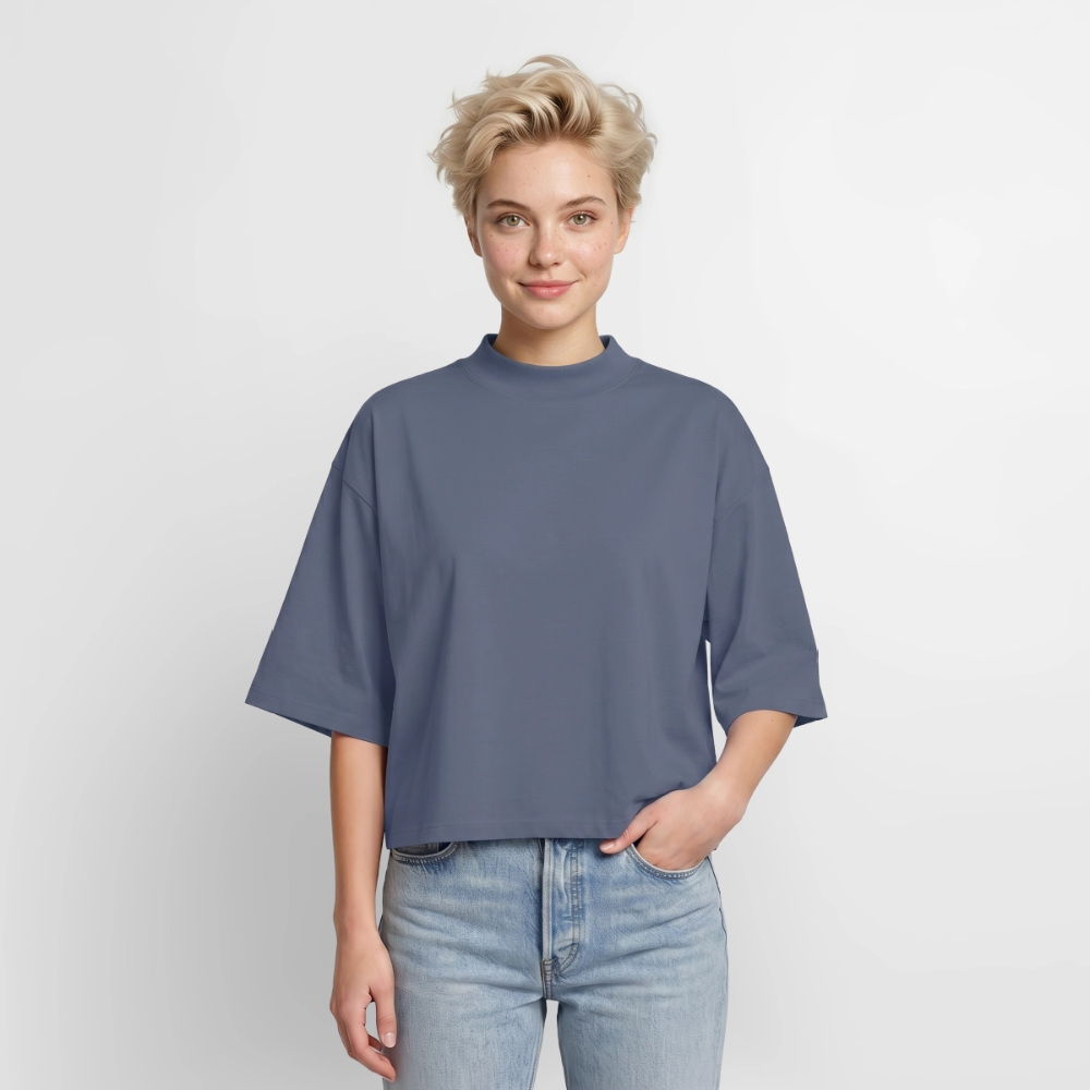 Boxy Frauen Recyceltes 1/2 Sleeved T-Shirt by Stanley/Stella - Blaugrau