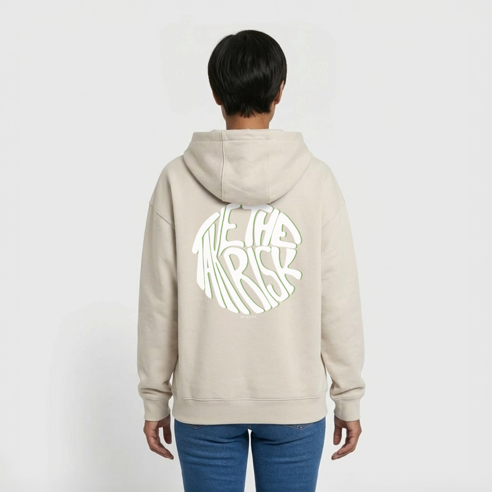 Oversized Heavyweight Hoodie - TAKE THE RISK - Beige