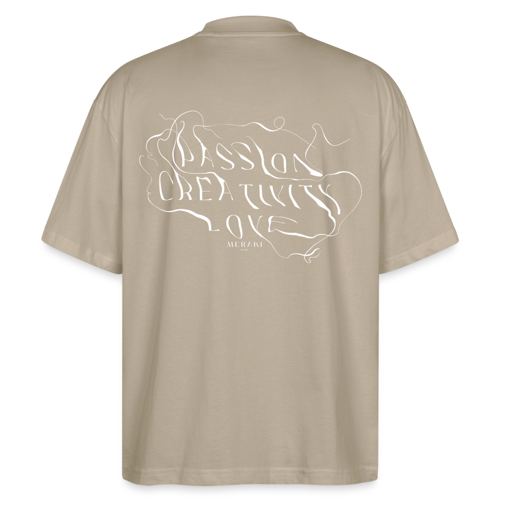 Stanley/Stella Oversized Unisex Organic T-shirt Blaster 2.0 - PASSION, CREATIVITY, LOVE - stone