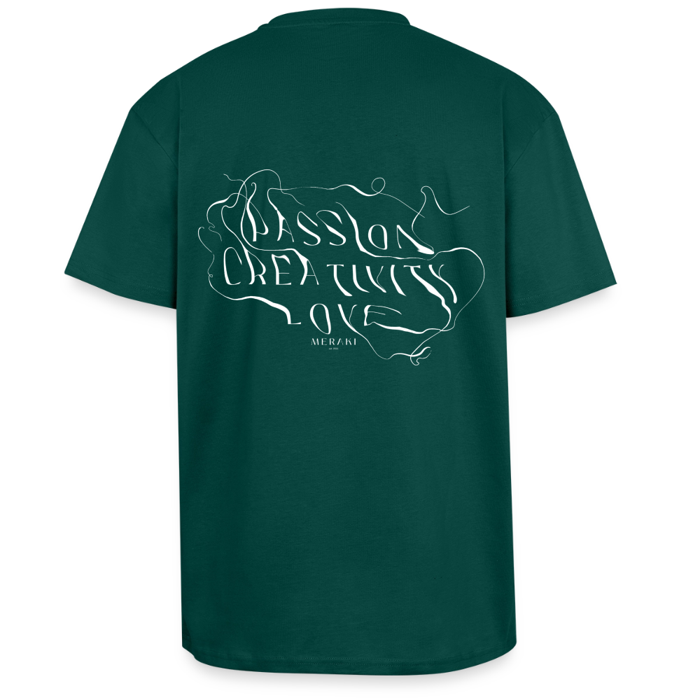 Oversized Heavyweight T-Shirt - PASSION CREATIVITY LOVE - hunter Green