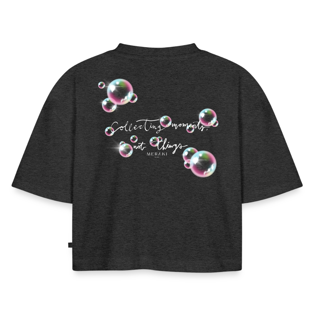 Frauen Premium Oversized Bio Cropped T-Shirt - Anthrazit meliert
