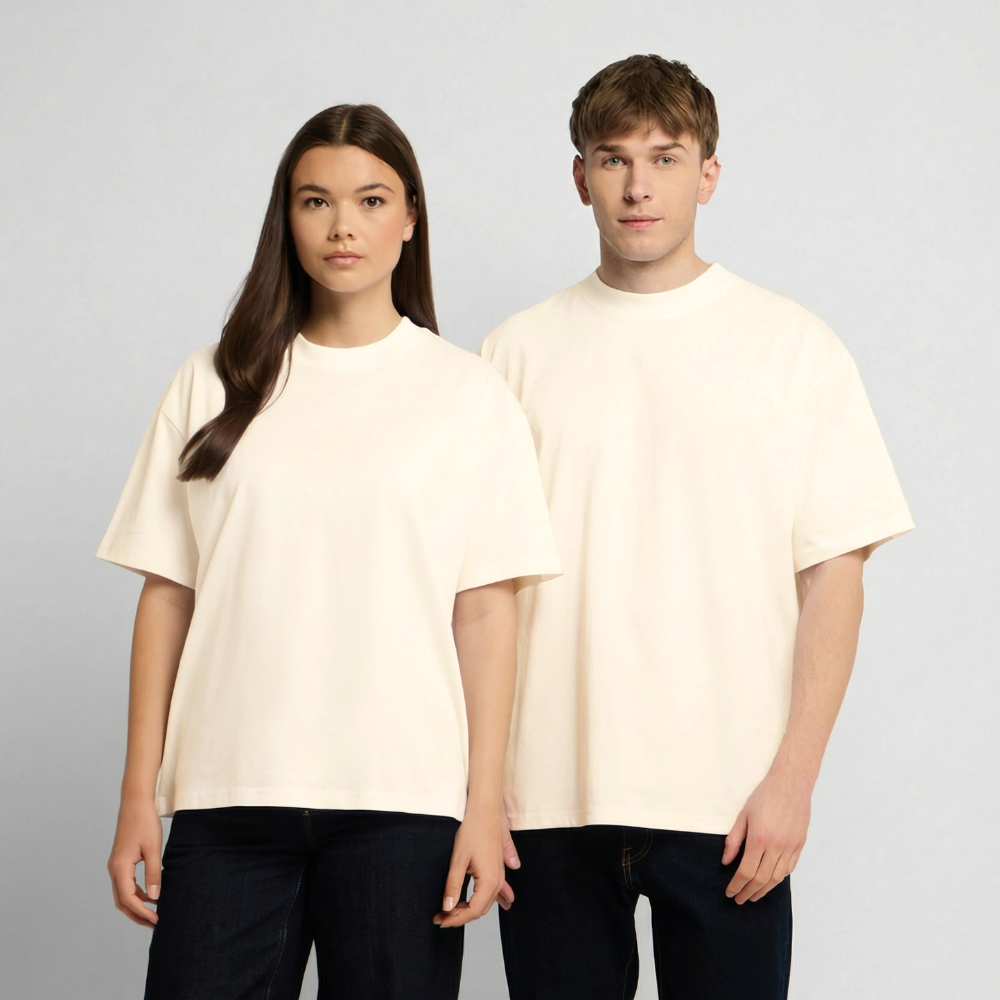 Oversized Heavyweight T-Shirt - PASSION CREATIVITY LOVE - Creme