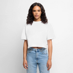 Frauen Premium Oversized Bio Cropped T-Shirt - Weiß