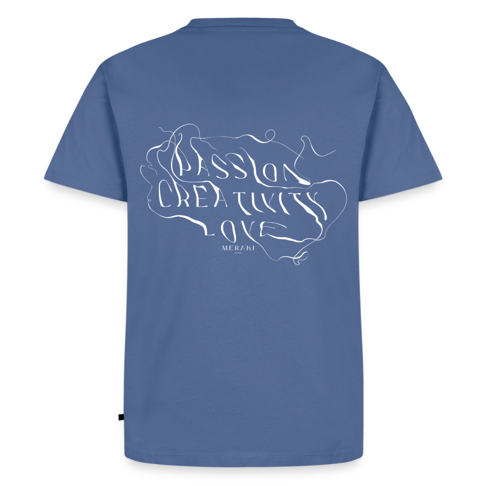 Männer Premium T-Shirt - PASSION, CREATIVITY, LOVE - Taubenblau