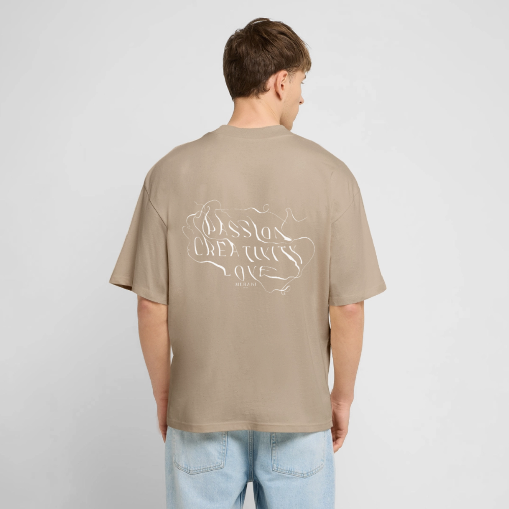 Stanley/Stella Oversized Unisex Organic T-shirt Blaster 2.0 - PASSION, CREATIVITY, LOVE - stone