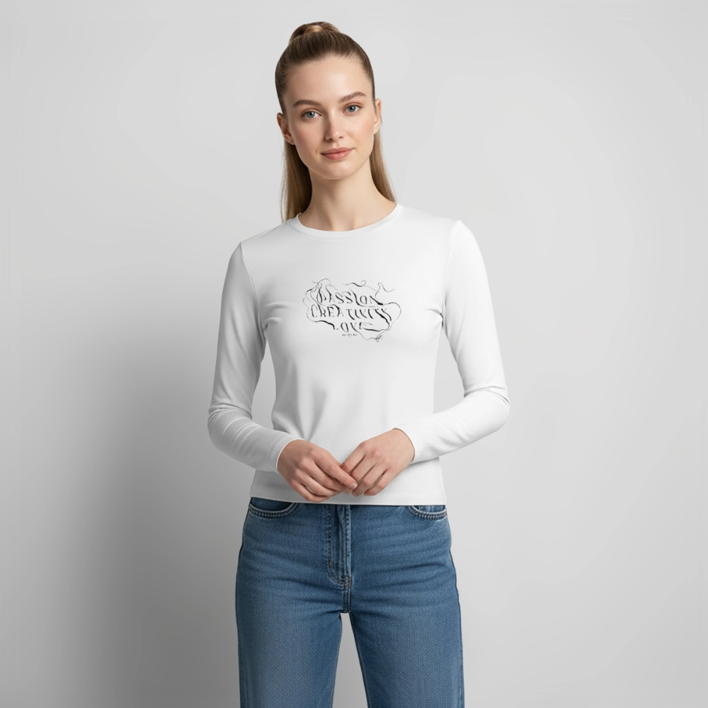 Frauen Slim Fit Langarmshirt - Weiß