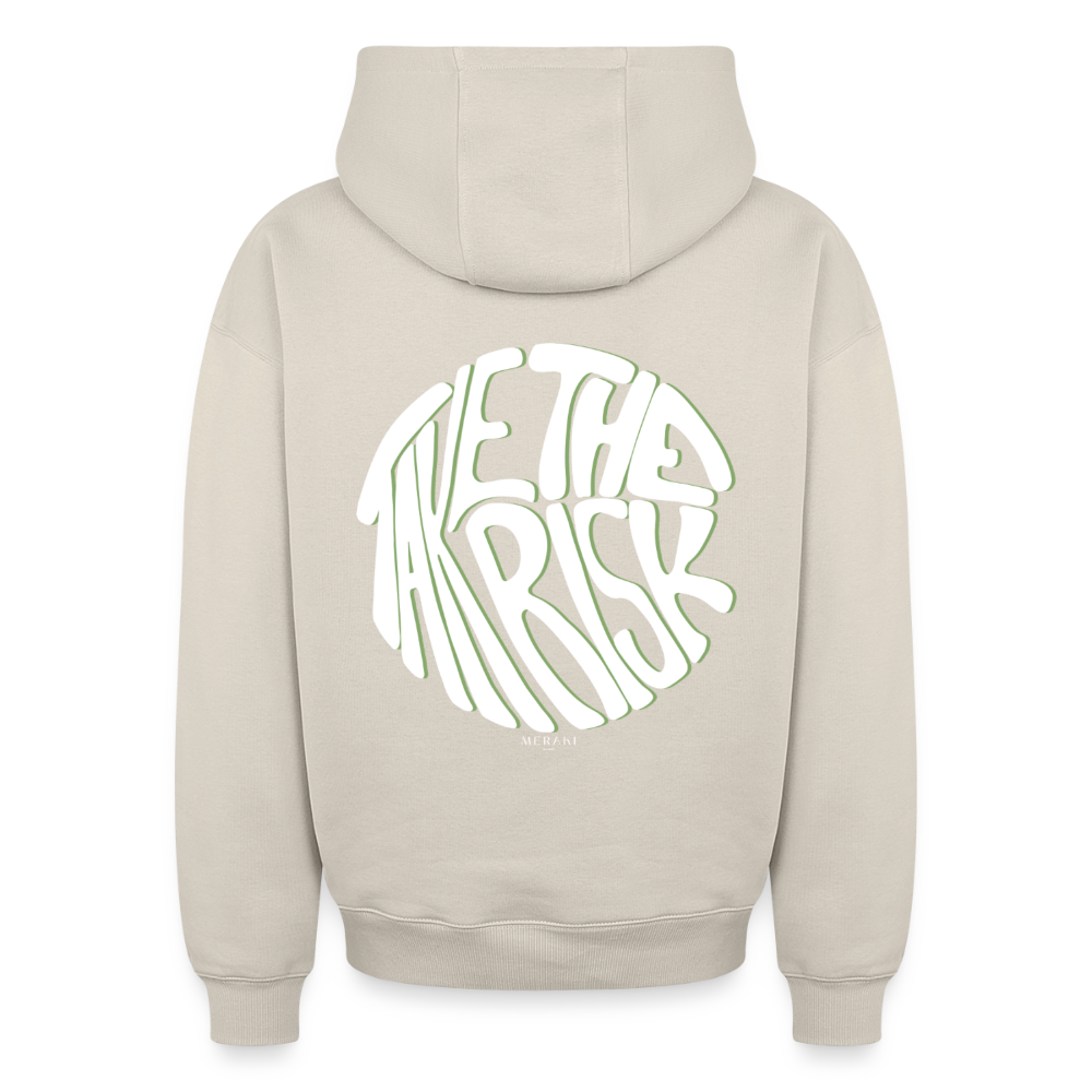 Oversized Heavyweight Hoodie - TAKE THE RISK - Beige