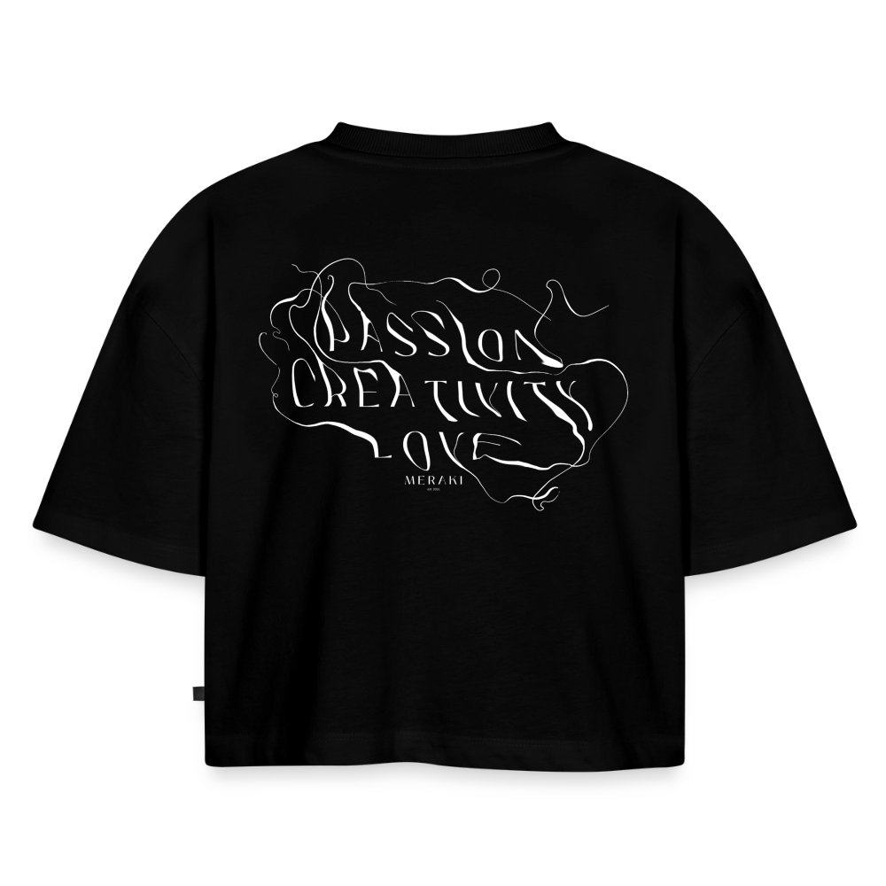 Frauen Premium Oversized Bio Cropped T-Shirt - Schwarz