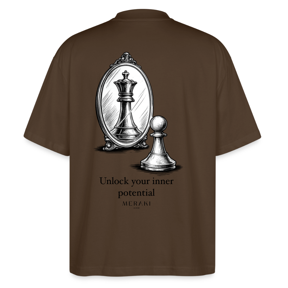 Oversized Bio T-Shirt - Chess - Dunkelbraun
