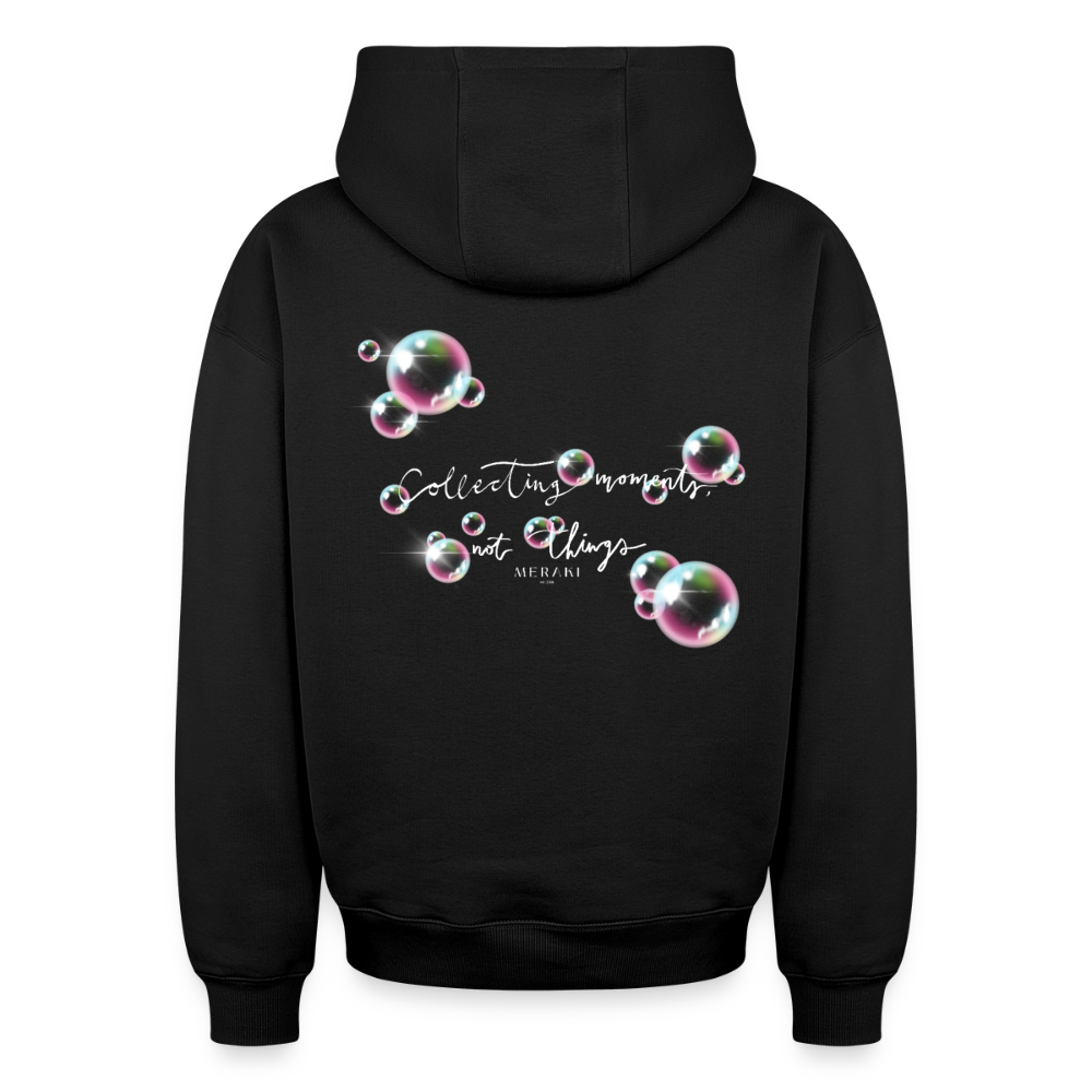 Oversized Heavyweight Hoodie - Seifenblasen - Schwarz