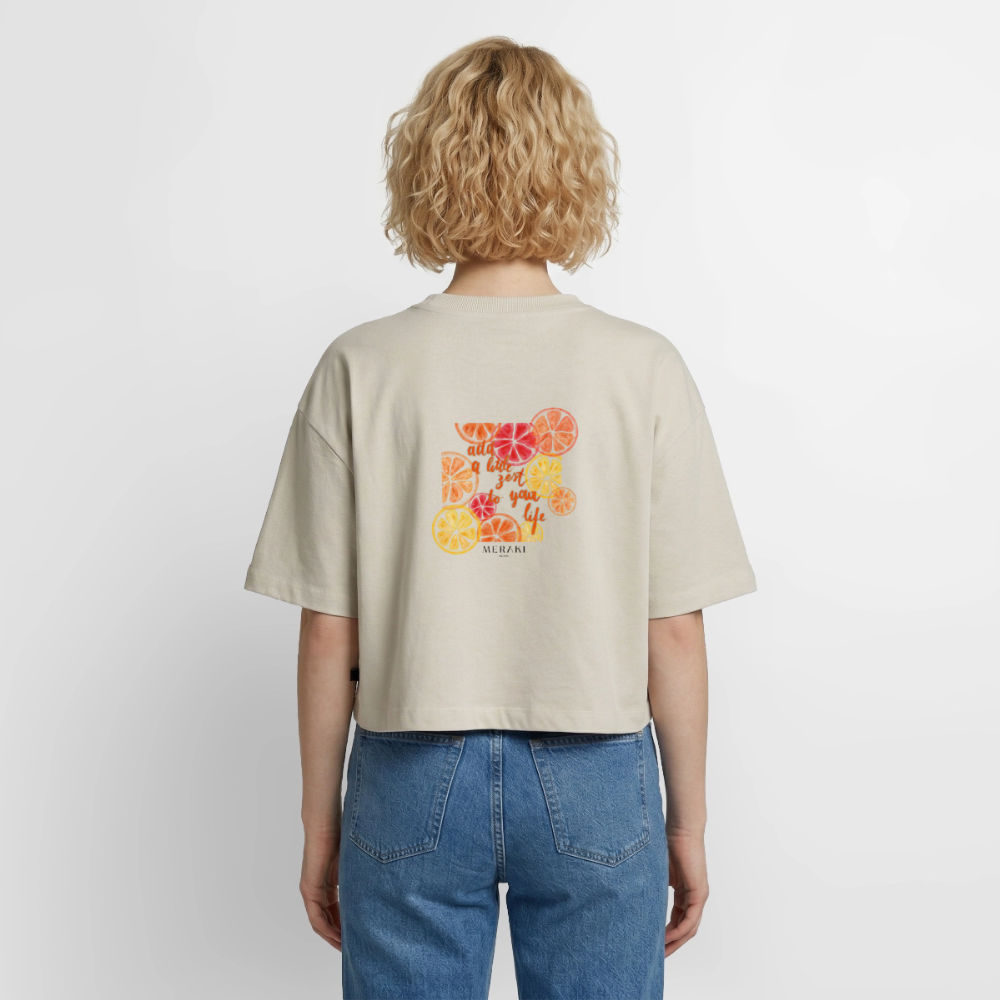 Frauen Premium Oversized Bio Cropped T-Shirt - Beige