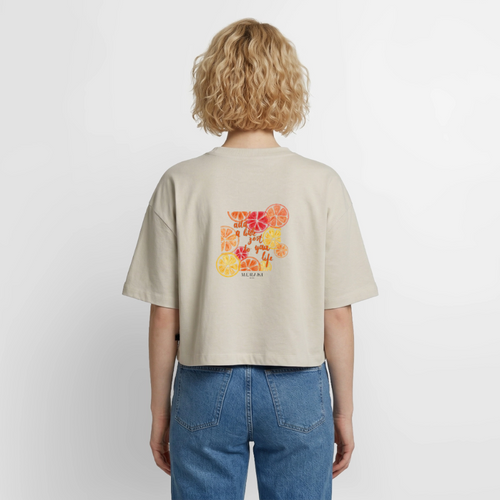 Frauen Premium Oversized Bio Cropped T-Shirt - Beige