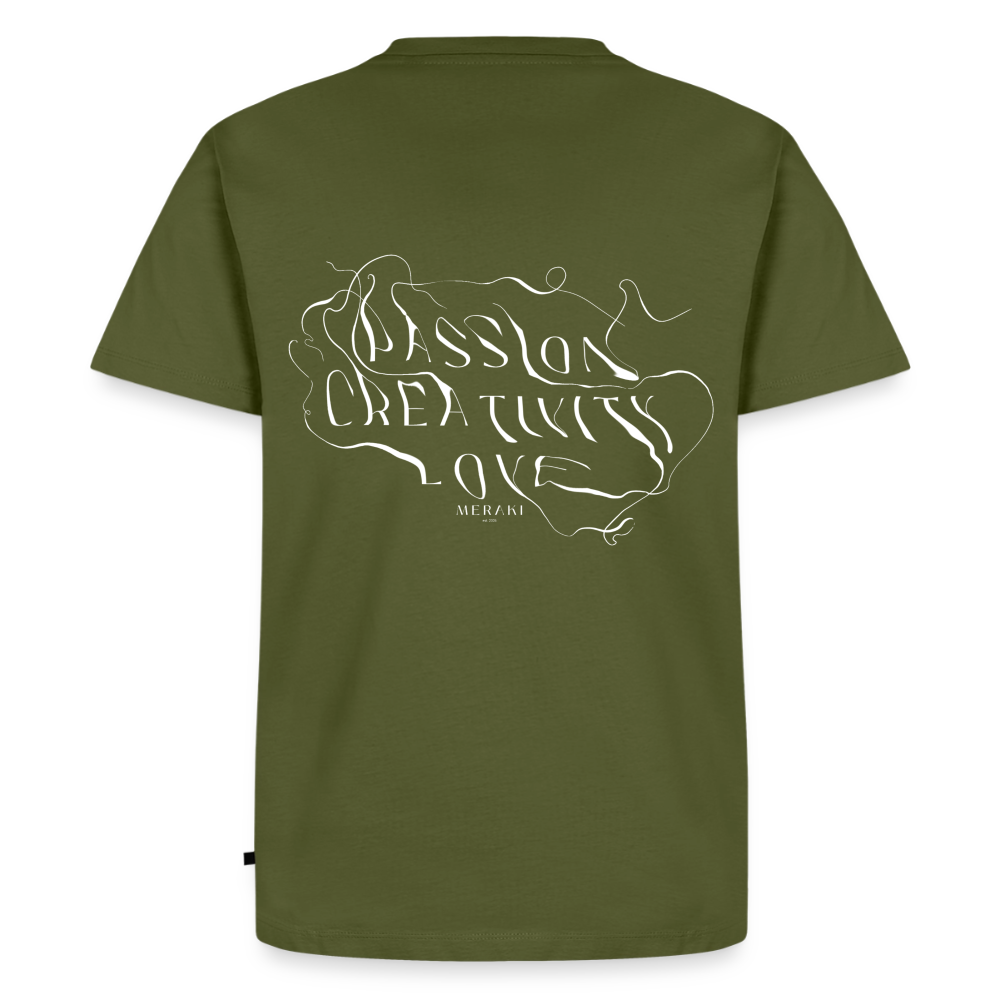 Männer Premium T-Shirt - PASSION, CREATIVITY, LOVE - Khaki