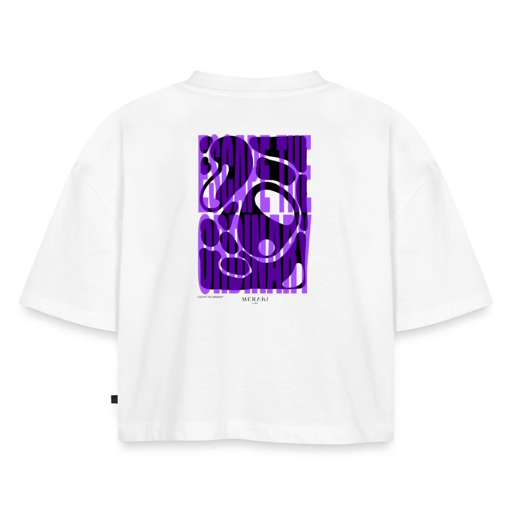 Frauen Premium Oversized Bio Cropped T-Shirt - Weiß