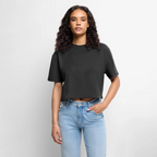 Frauen Premium Oversized Bio Cropped T-Shirt - Anthrazit meliert