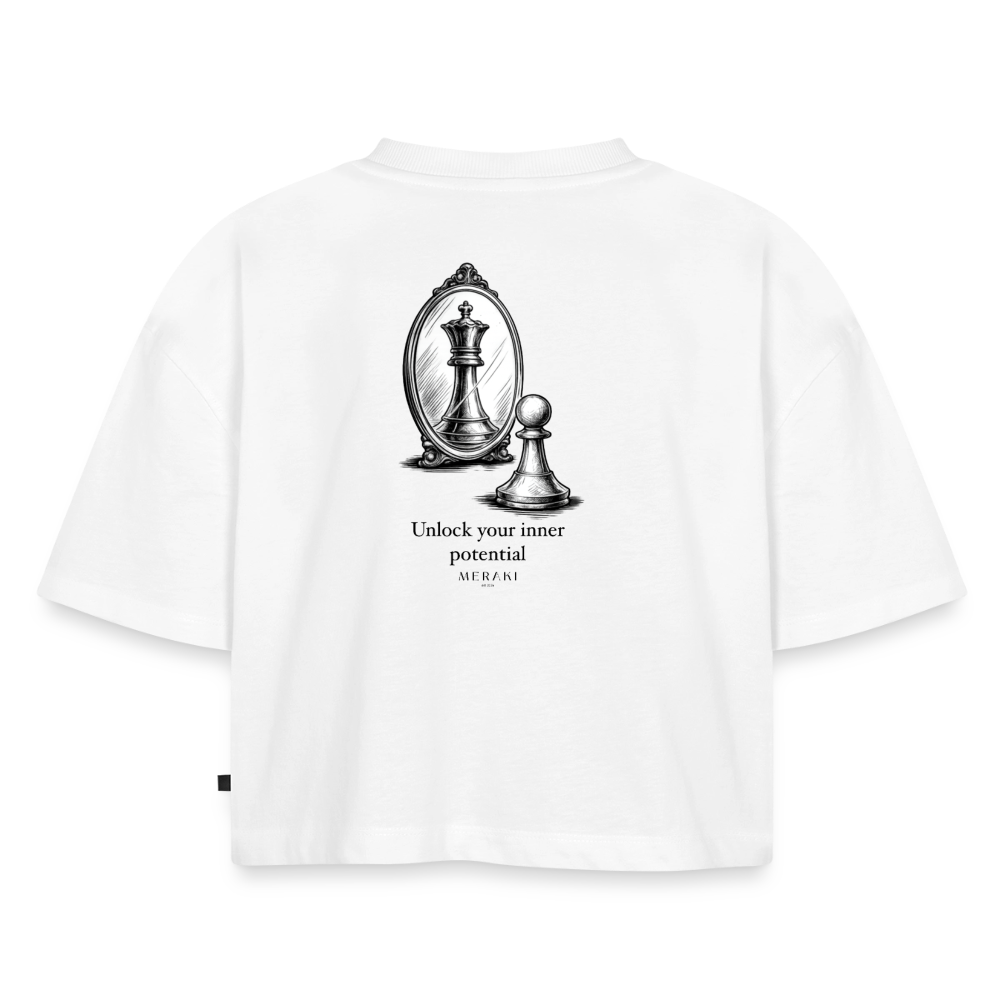 Frauen Premium Oversized Bio Cropped T-Shirt - Weiß