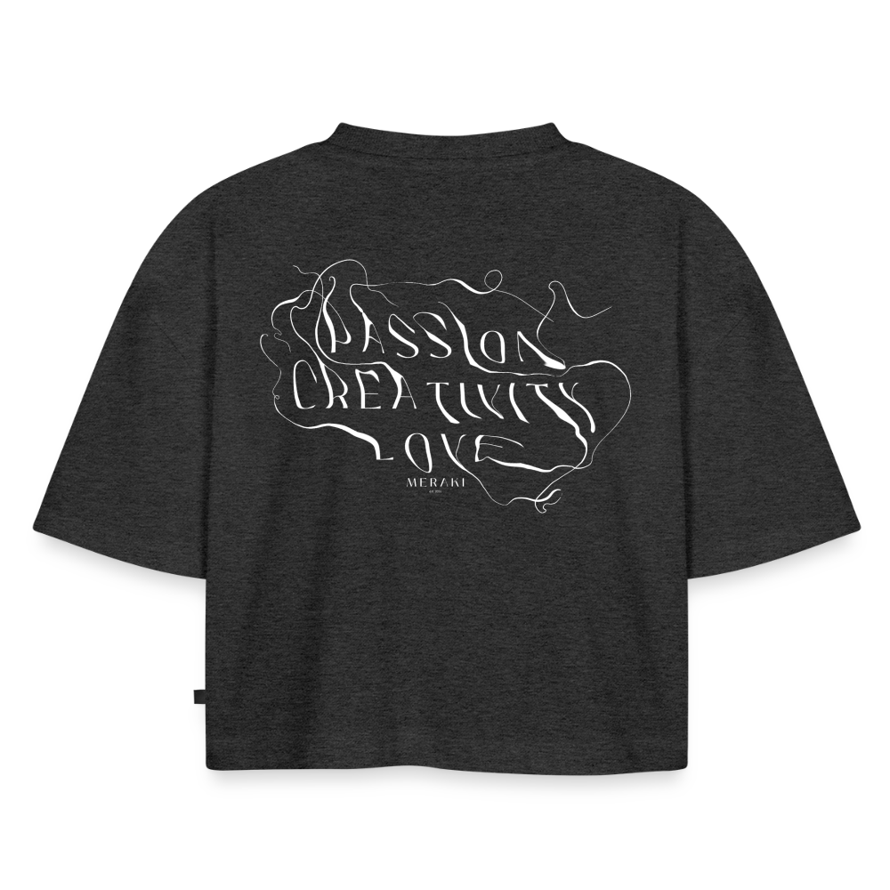 Frauen Premium Oversized Bio Cropped T-Shirt - Anthrazit meliert