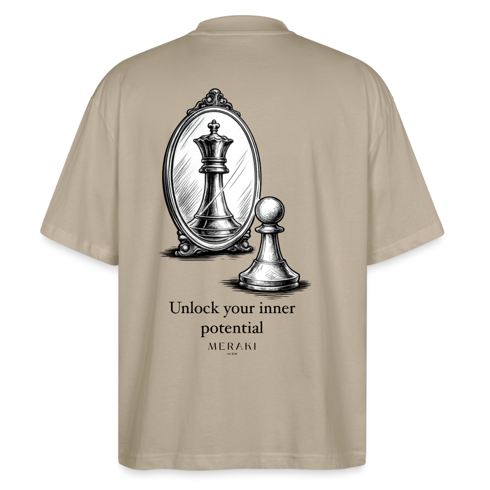 Oversized Bio T-Shirt - Chess - Steingrau