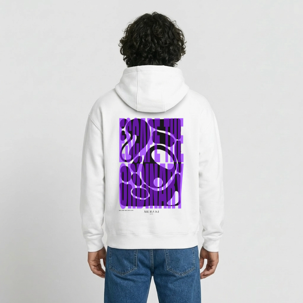 Oversized Heavyweight Hoodie - ESCAPE THE ORDINARY - Weiß