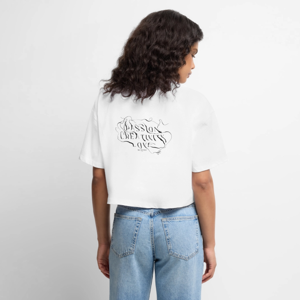 Frauen Premium Oversized Bio Cropped T-Shirt - Weiß