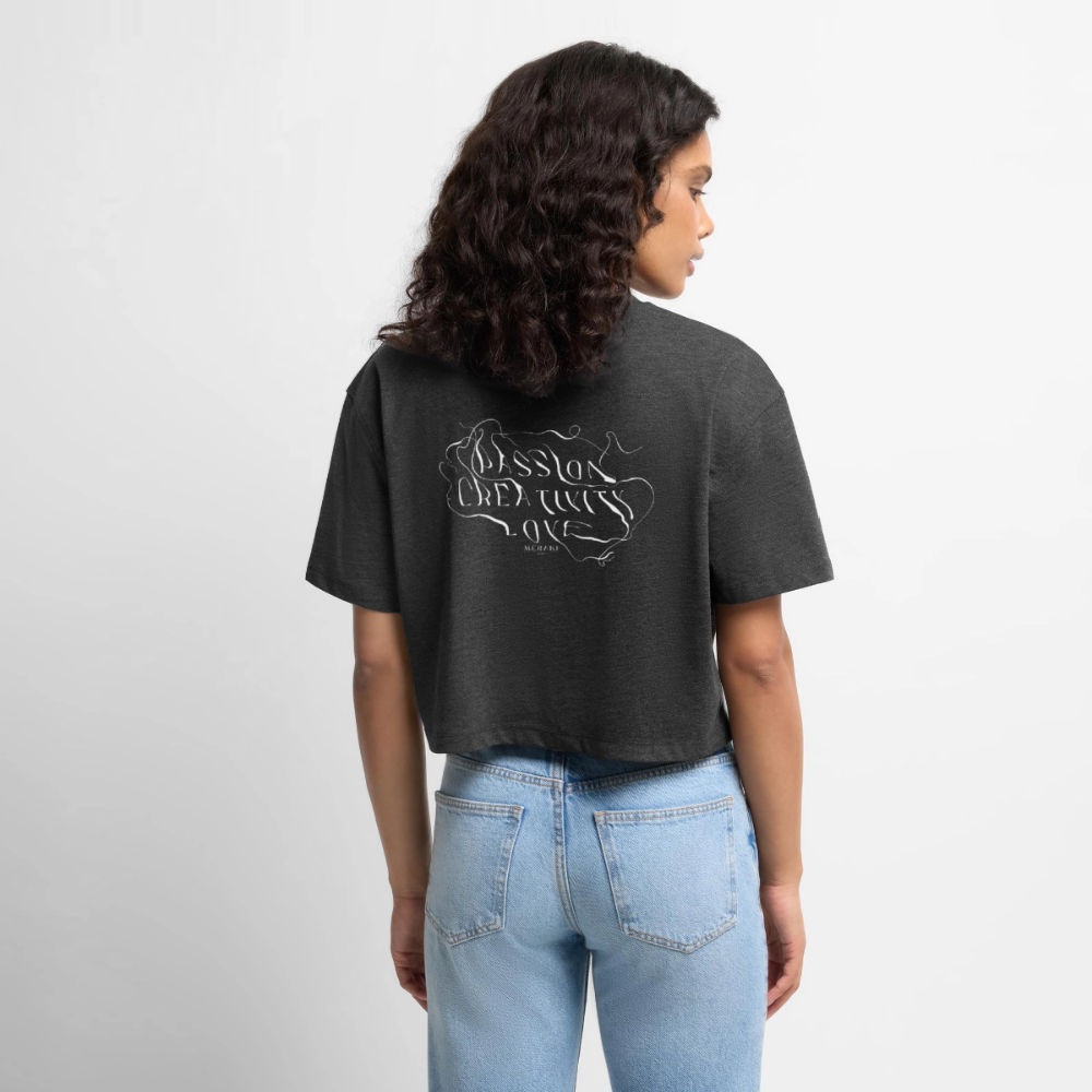 Frauen Premium Oversized Bio Cropped T-Shirt - Anthrazit meliert