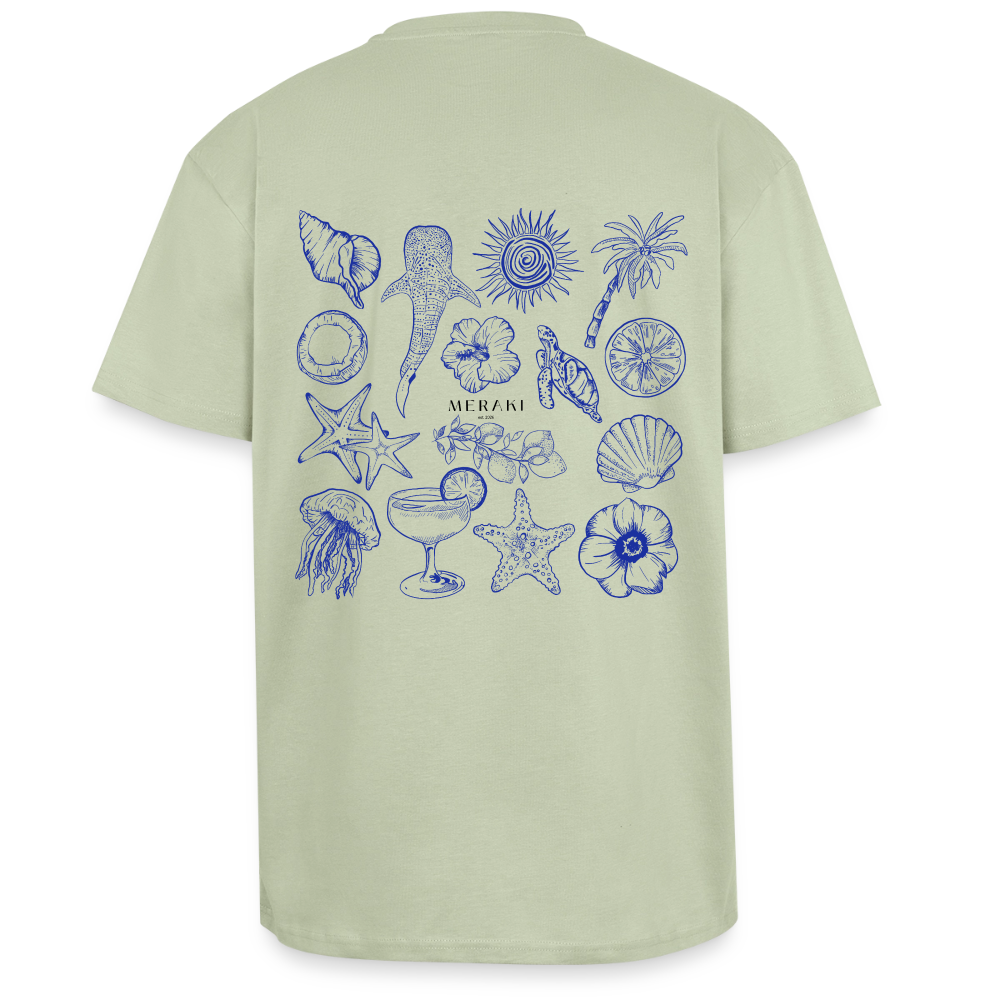 Oversized Heavyweight T-Shirt - Sommergefühle - Leichtes Salbeigrün 