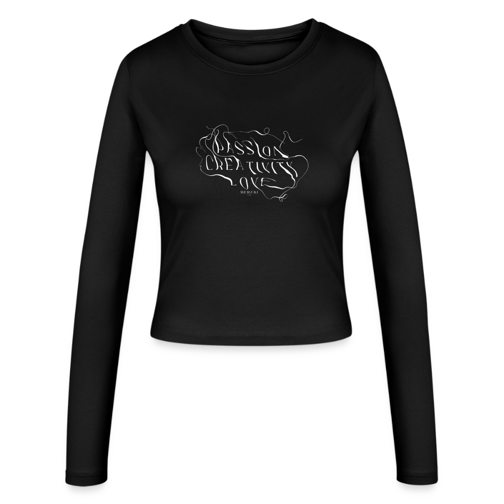 Frauen Slim Fit Langarmshirt - Schwarz