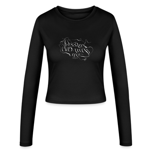 Frauen Slim Fit Langarmshirt - Schwarz