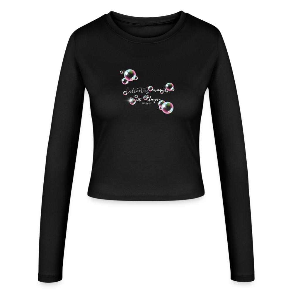Frauen Slim Fit Langarmshirt - Schwarz