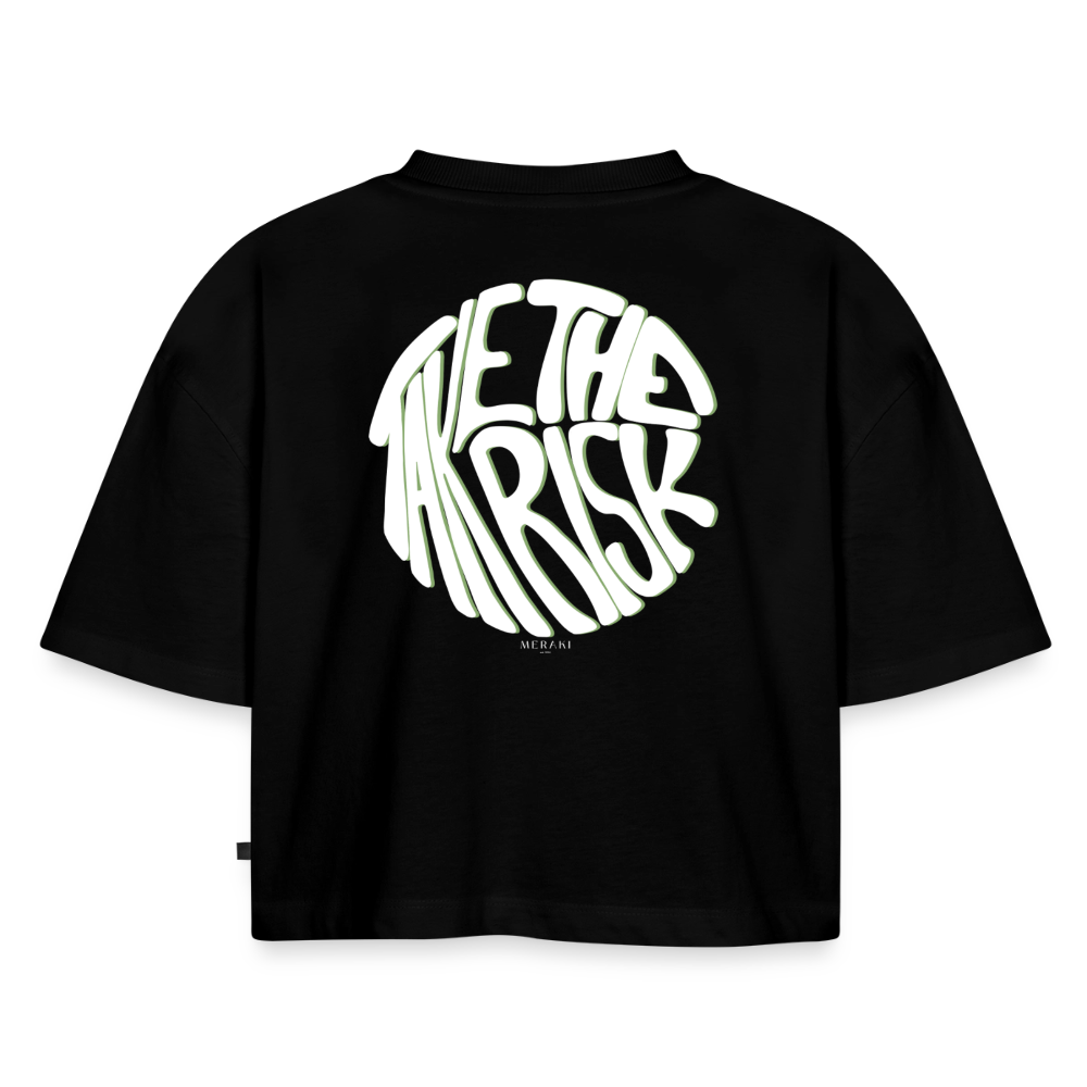 Frauen Premium Oversized Bio Cropped T-Shirt - Schwarz