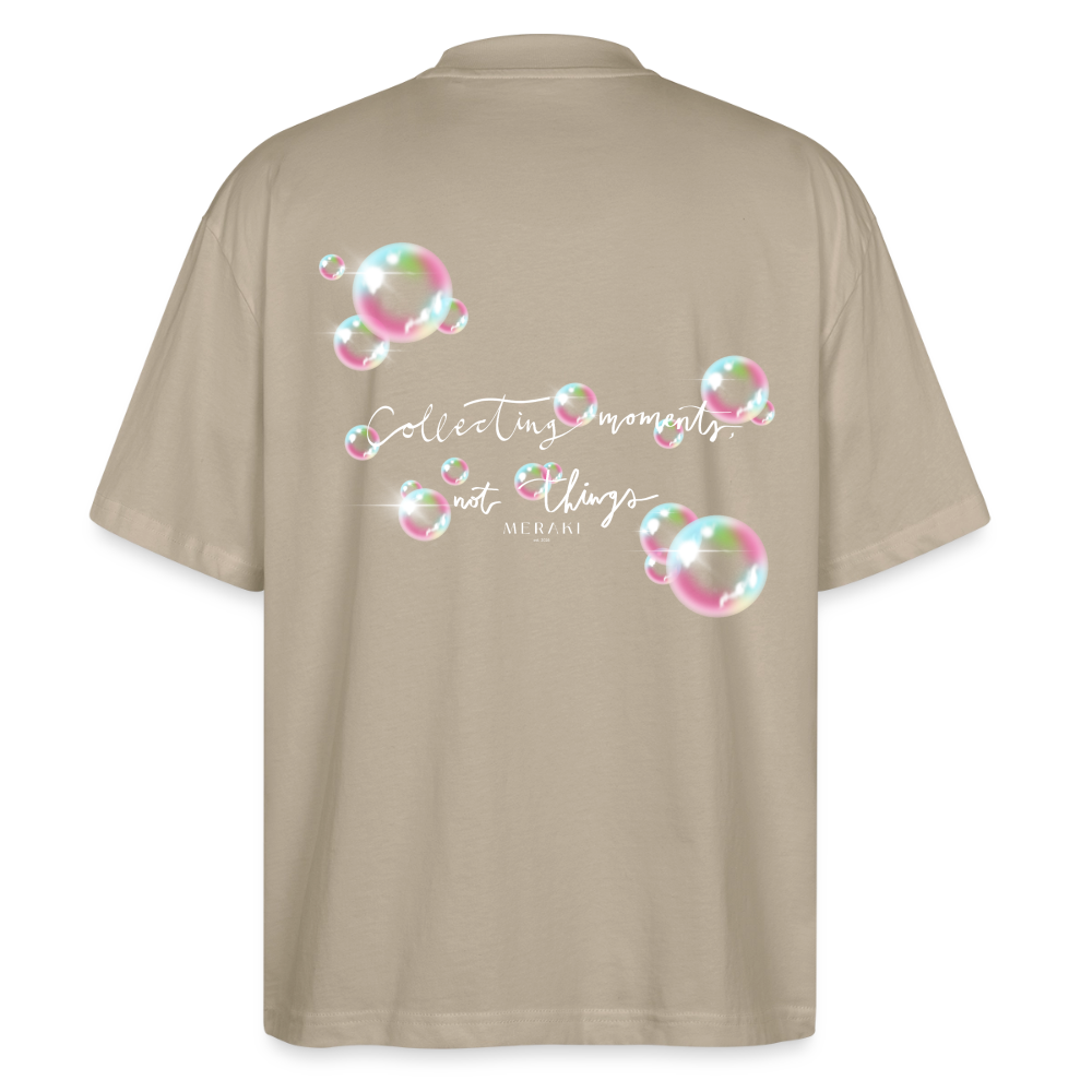 Oversized Bio T-Shirt - Seifenblasen - Steingrau