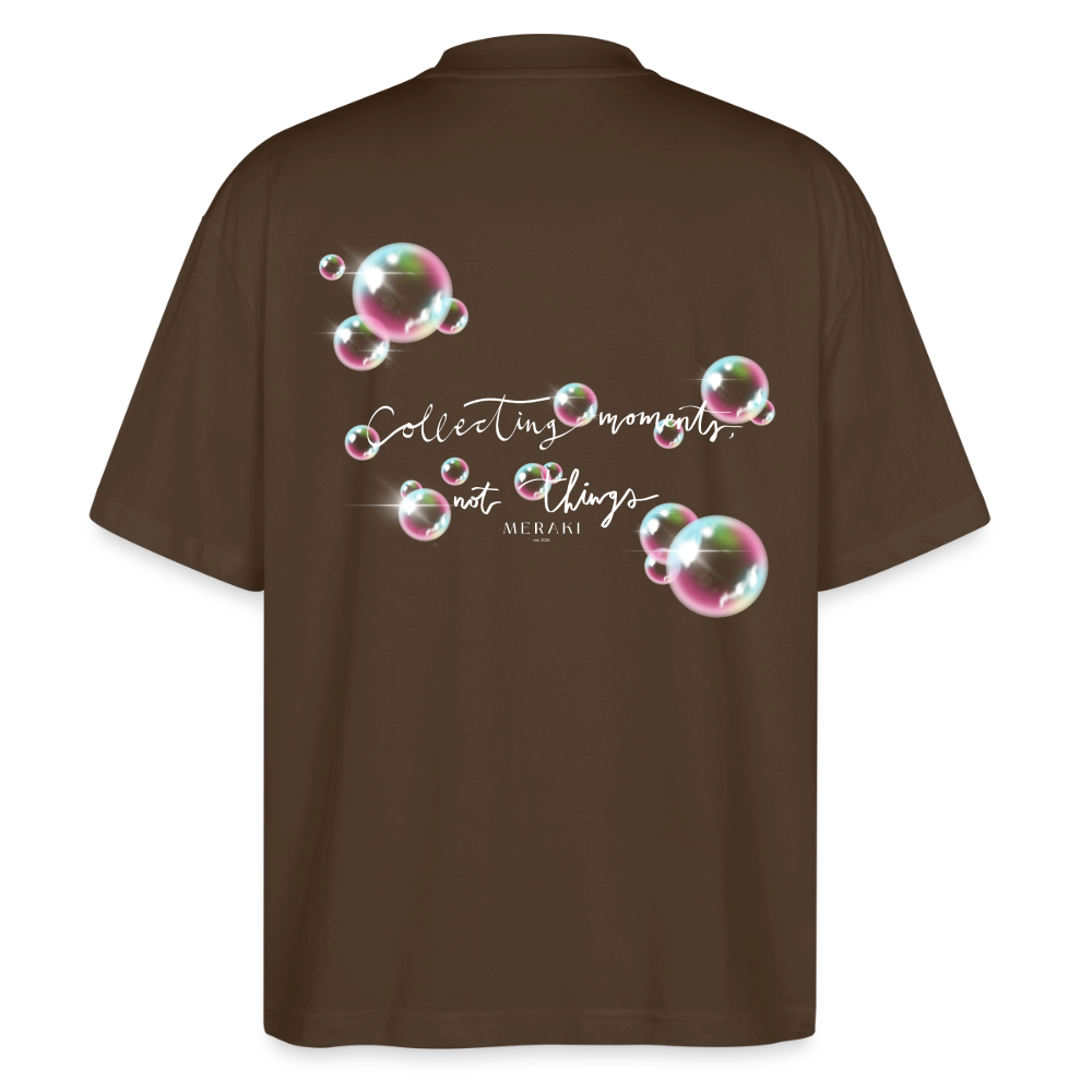 Oversized Bio T-Shirt - Seifenblasen - Dunkelbraun