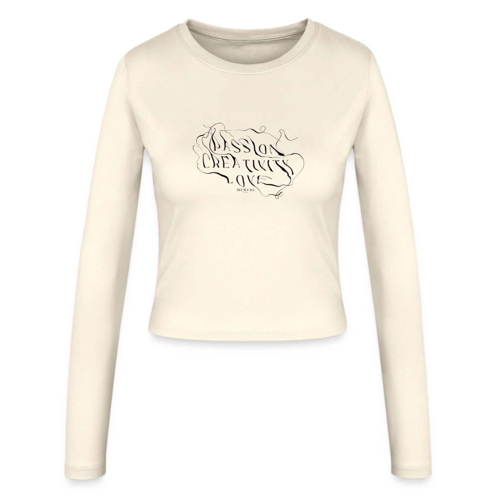 Frauen Slim Fit Langarmshirt - Creme