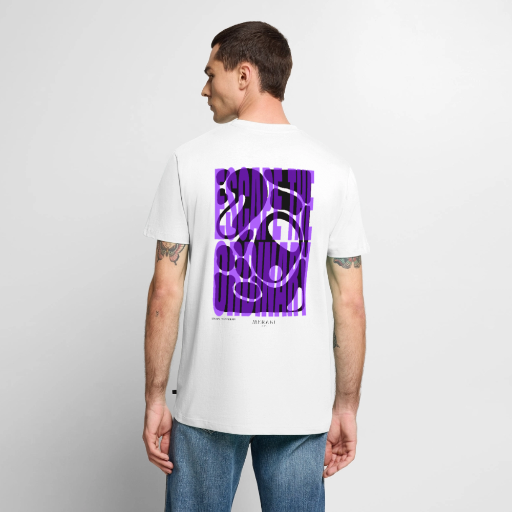 Männer Premium T-Shirt - ESCAPE THE ORDENARY - Weiß