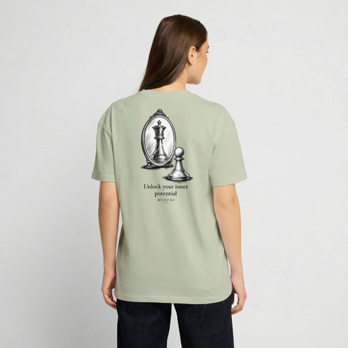 Oversized Heavyweight T-Shirt - CHESS - Leichtes Salbeigrün 