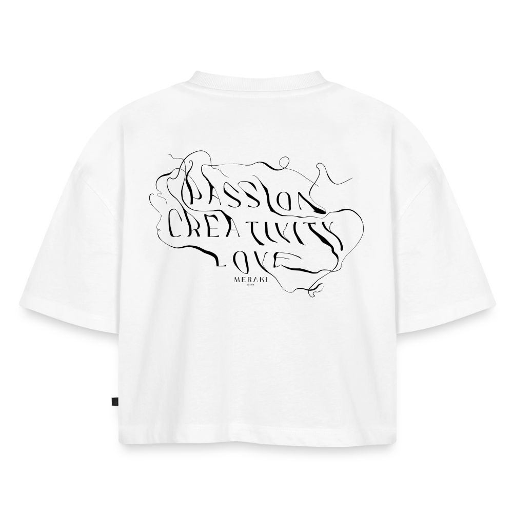 Frauen Premium Oversized Bio Cropped T-Shirt - Weiß