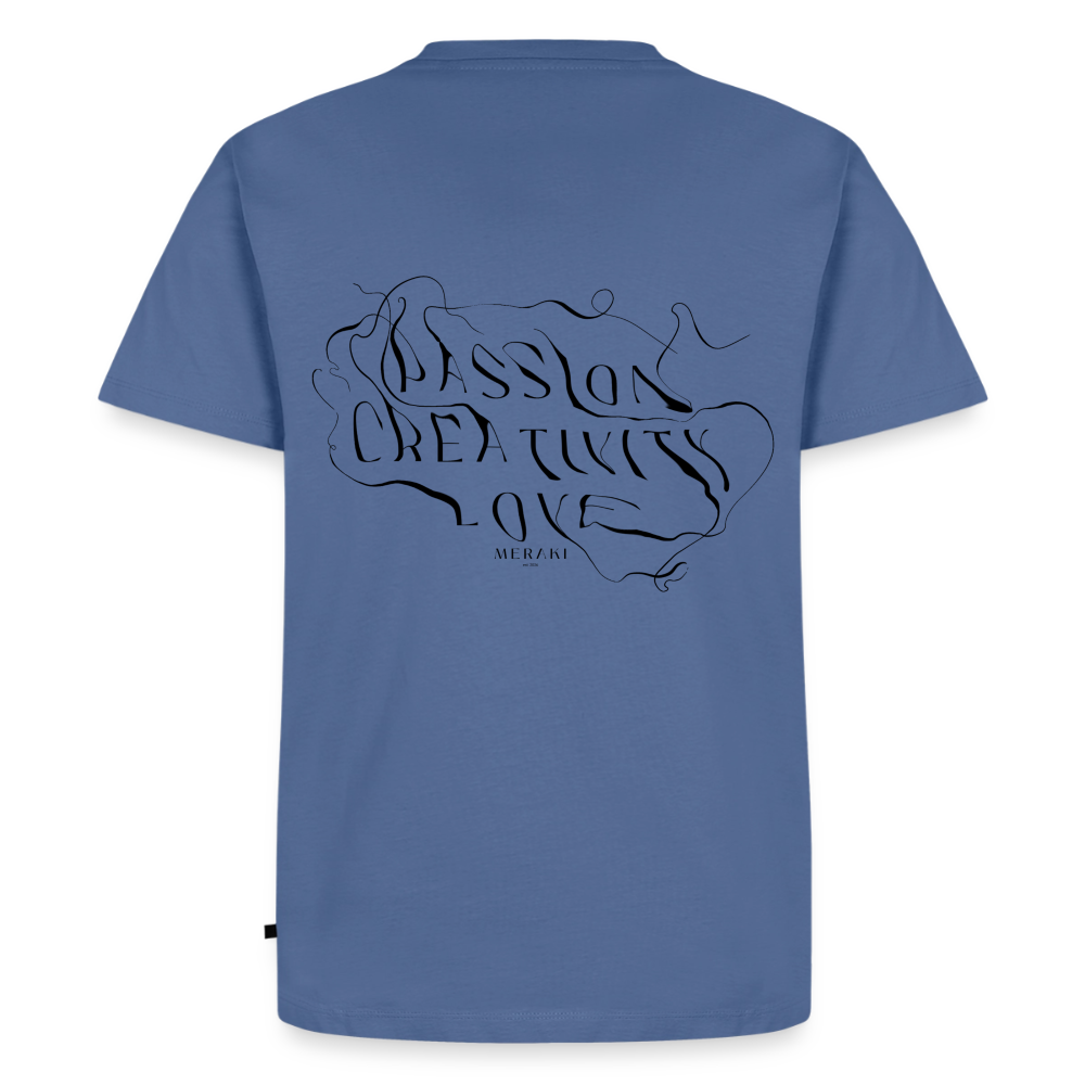 Männer Premium T-Shirt - PASSION, CREATIVITY, LOVE - Taubenblau