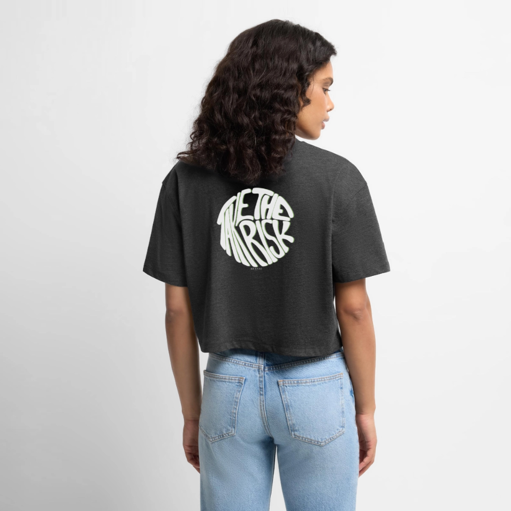 Frauen Premium Oversized Bio Cropped T-Shirt - Anthrazit meliert