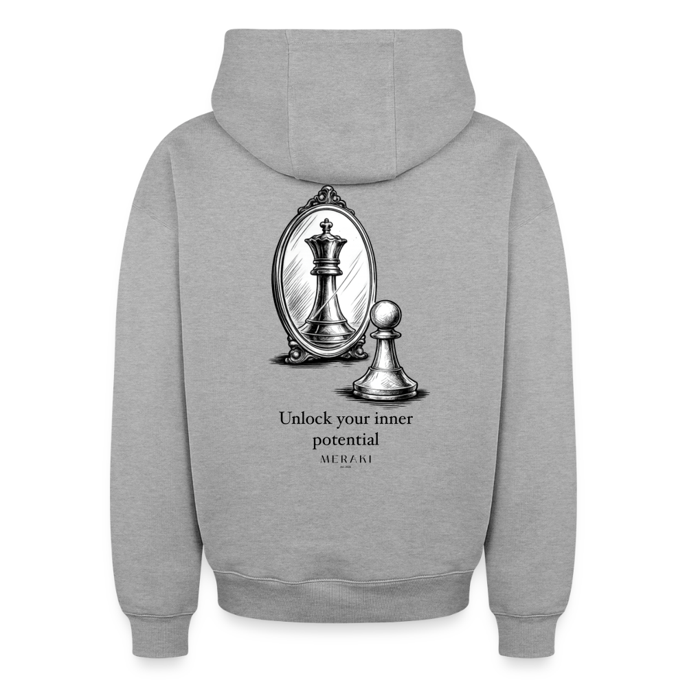 Oversized Heavyweight Hoodie - CHESS - Grau meliert