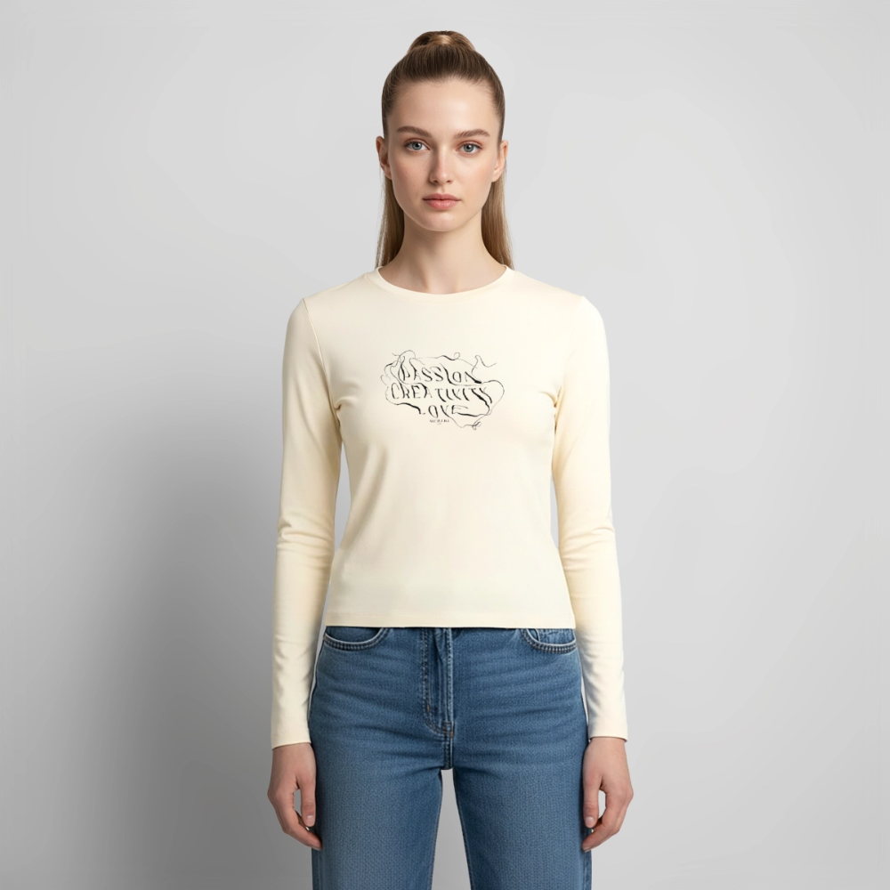 Frauen Slim Fit Langarmshirt - Creme