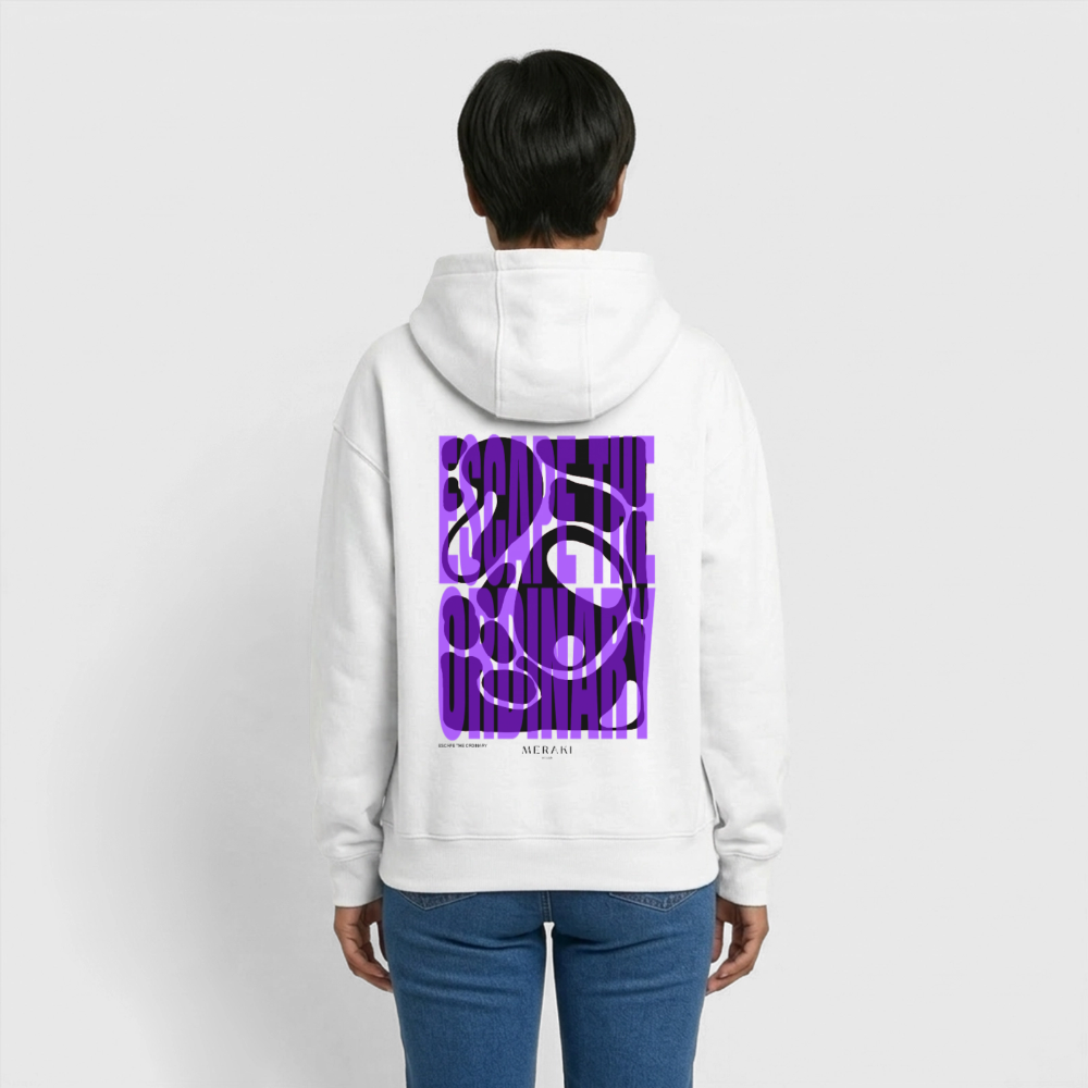 Oversized Heavyweight Hoodie - ESCAPE THE ORDINARY - Weiß
