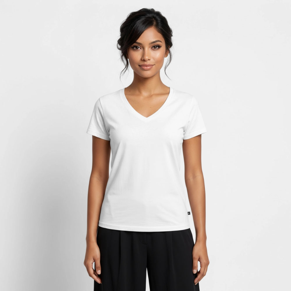 Frauen Bio-T-Shirt mit V-Ausschnitt von Stanley & Stella - Weiß
