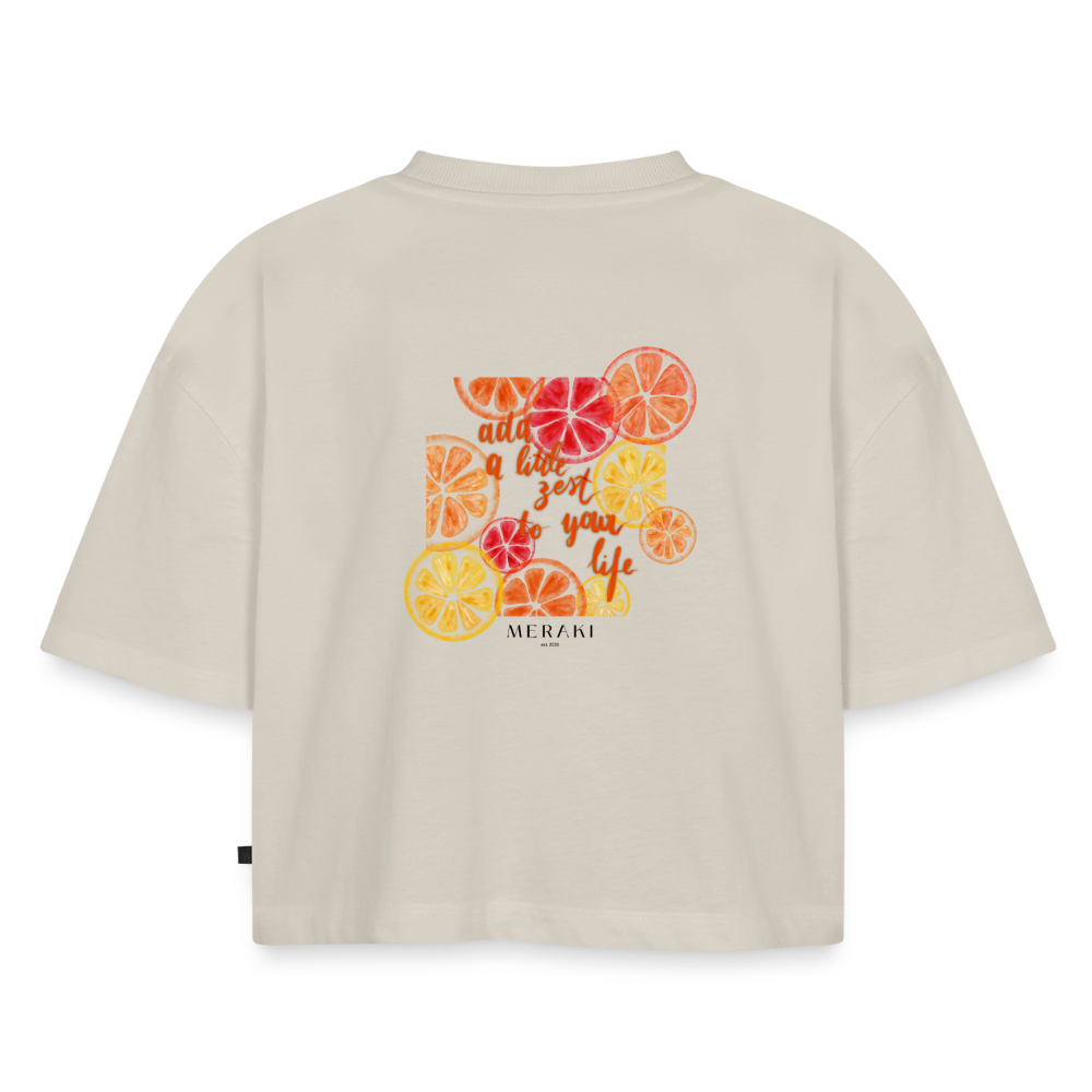 Frauen Premium Oversized Bio Cropped T-Shirt - Beige