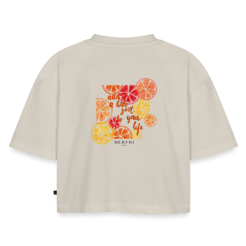 Frauen Premium Oversized Bio Cropped T-Shirt - Beige