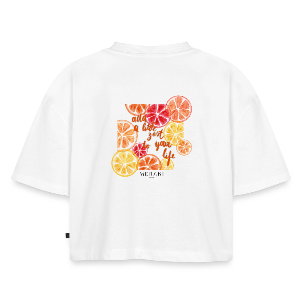Frauen Premium Oversized Bio Cropped T-Shirt - Weiß