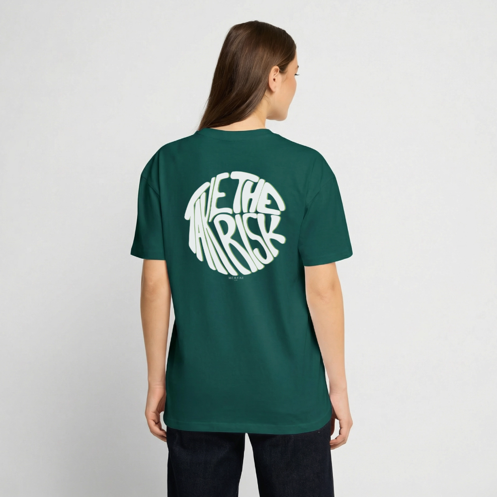 Oversized Heavyweight T-Shirt - TAKE THE RISK - hunter Green