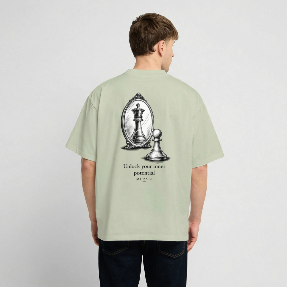 Oversized Heavyweight T-Shirt - CHESS - Leichtes Salbeigrün 
