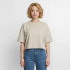 Frauen Premium Oversized Bio Cropped T-Shirt - Beige